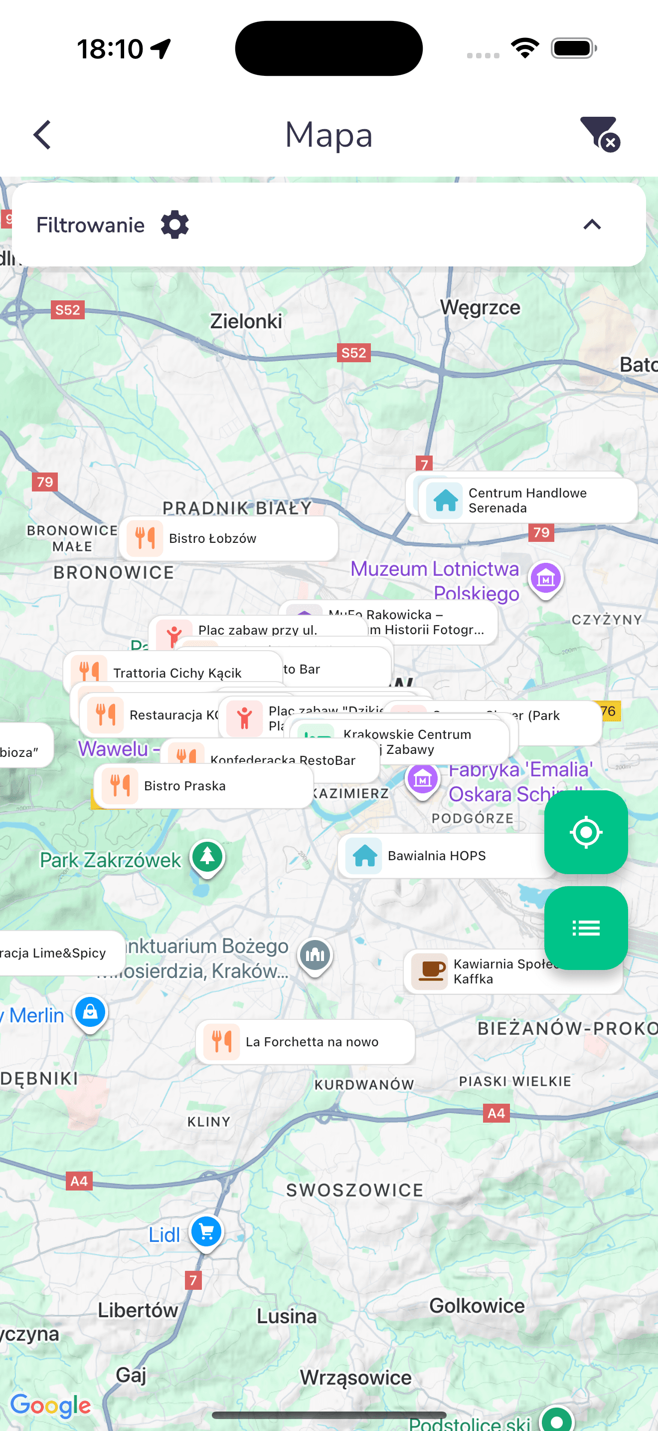 Miejsca Przyjazne Dzieciom - mapa
